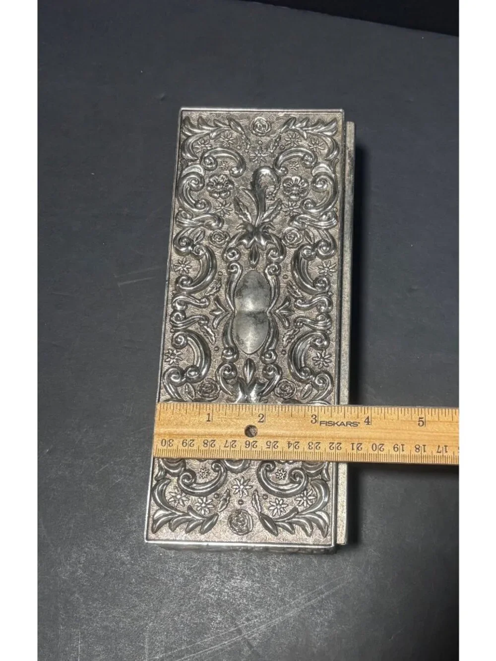 Godinger Silver 1992 Silverplate Jewelry Box Embossed Floral Vintage Decor
